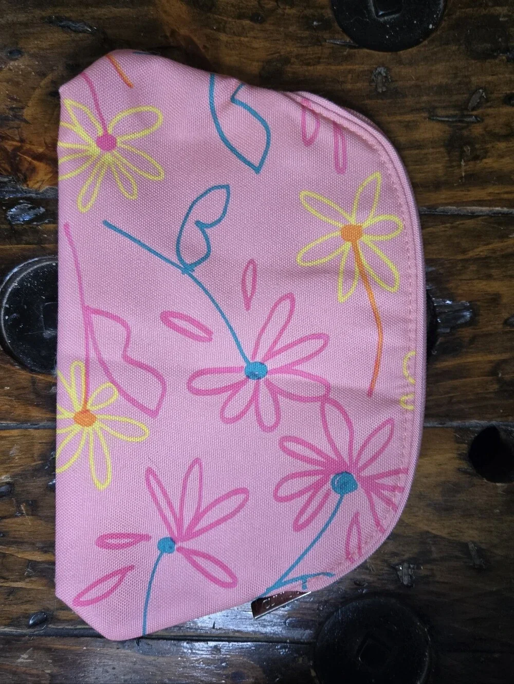 Clinique x Drawbertson Pink Floral Cosmetic Makeup Bag